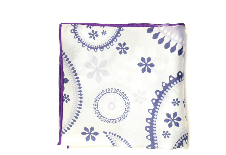 Ocean Boulevard Purple Paisley Silk Pocket Square