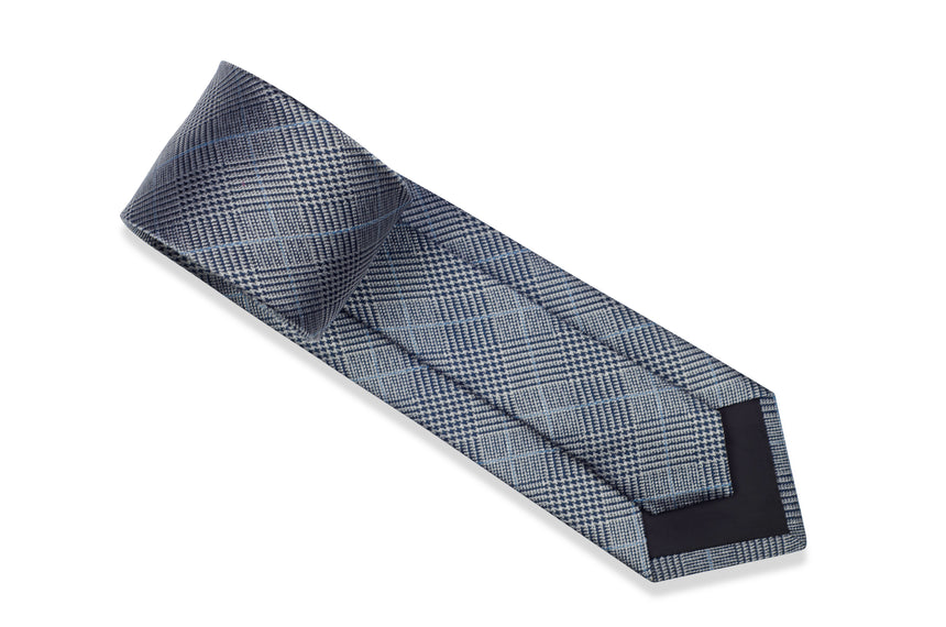 Grey Plaid tie set with pocket square and lapel pin from Ocean Boulevard